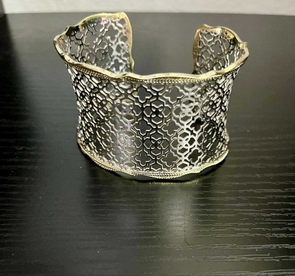 Kendra Scott Candice Statement Cuff Bracelet Two-Tone Silver & Gold Filigree